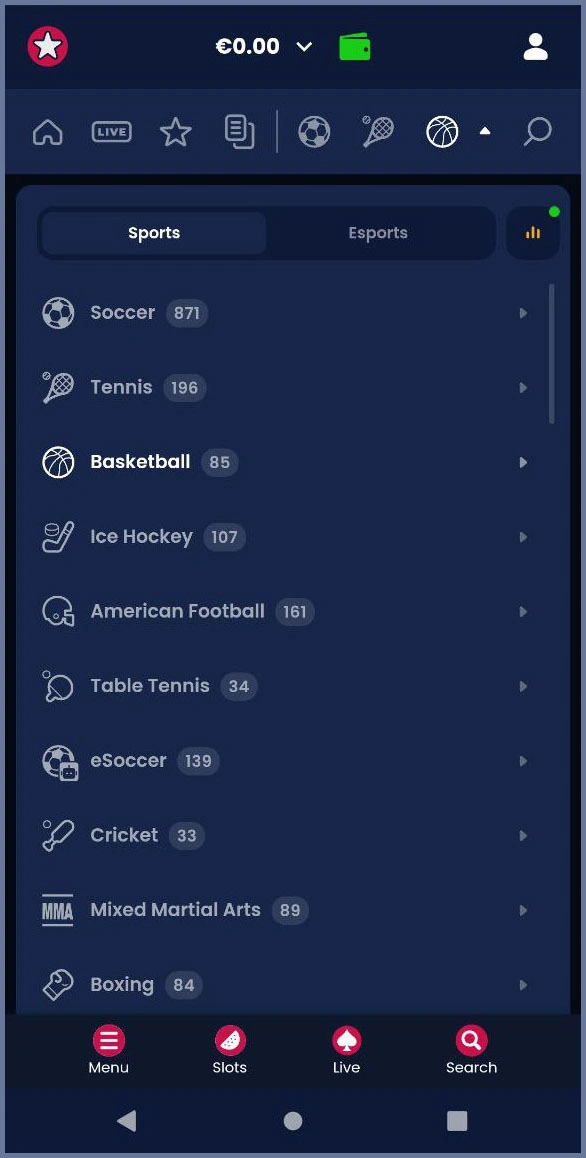 Real-time live betting on sports events at Rich Gringo
